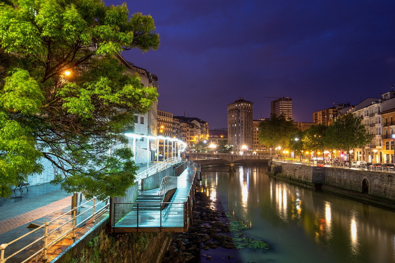 lights, Bilbao, 1080P, the evening, Spain