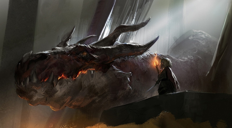 The Hobbit, gold, Bilbo Baggins, dragon, fantasy Art, 720P, artwork, Smaug
