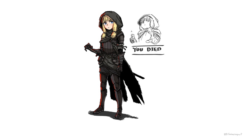 sword, knight, hood, blonde, Chosen Undead (Dark Souls), Dark Souls, Fumafu, Dark Souls II, Dark Souls III, armor, dark souls 3, 2K