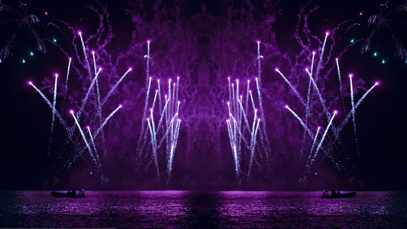 firework display, outdoors, firework, illuminated, scenics - nature, 1080P, water, night, arts culture and entertainment, no people, motion, beauty in nature