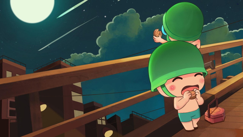 eat, cannon, terrace, art, eating, autumn, babies, 1080P, artillery, clip, cannon artillery, cookies, festival, eat moon cake, mid-autumn festival, mid