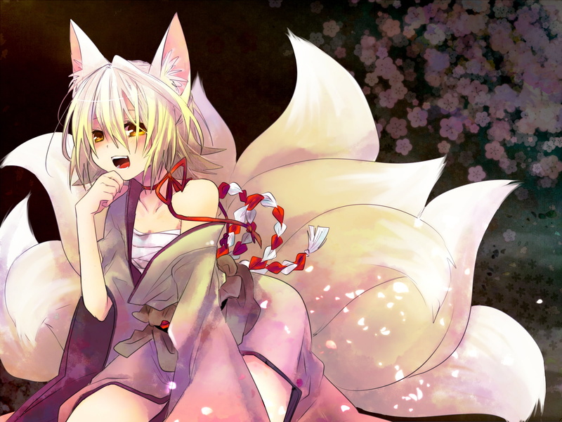 1080P, eyes, ears, tail, rin, hair, kagamine, yellow, artist, blonde, animal, vocaloid, sarashi, tagme, foxgirl