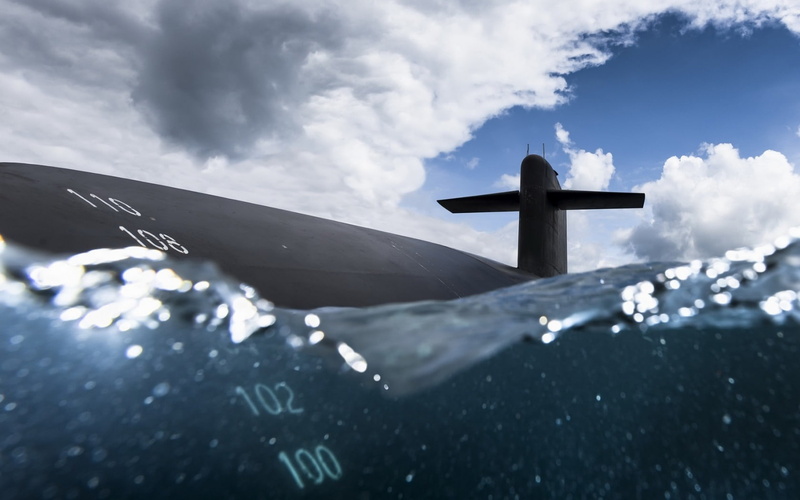 sea, sky, outdoors, no people, cloud - sky, religion, day, cross, spirituality, place of worship, 720P, motion, nature, SNLE Triomphant class, water, low angle view