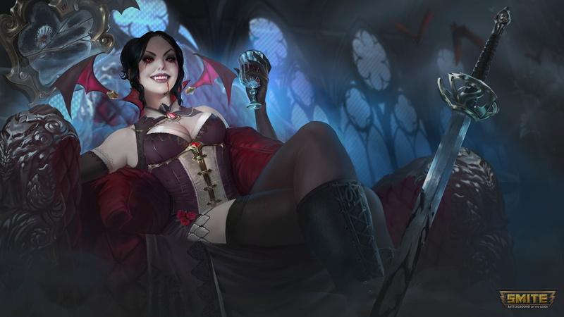 glass, vampire, girl, Amaterasu, 5K, night, brunette, sitting, Windows, sword, Smite