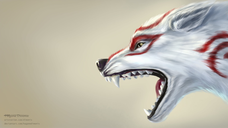 Amaterasu, 8K, simple background, wolf
