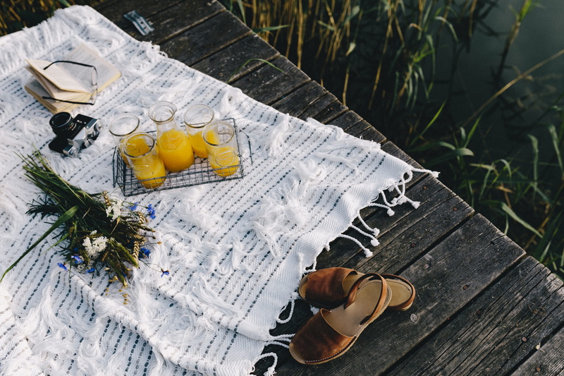 paper, vacations, lakeshore, Picnic, fruit, morning, high angle view, 4K, book, wood - Material, drink, pier, outdoors, refreshment, glass, camera, resting