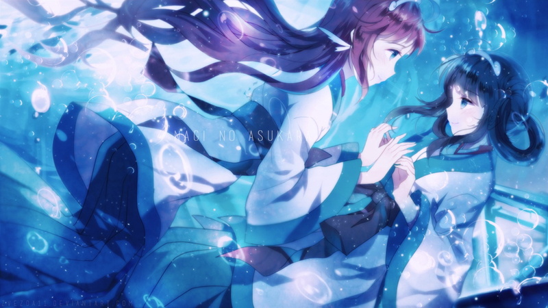 enjoyment, indoors, women, young men, adult, real people, Nagi no Asukara, water, young adult, leisure activity, swimming, swimming pool, 1080P, sea, blue
