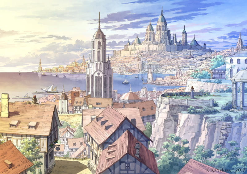 fantasy city, artwork, cityscape, 1080P, fantasy art