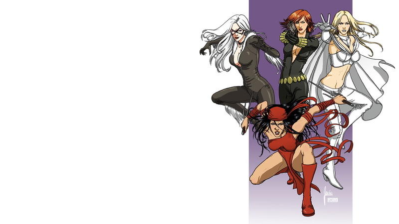 Black Widow, Elektra (Marvel Comics), Comics, Black Cat (Marvel Comics), Jean Grey, Collage, 1080P