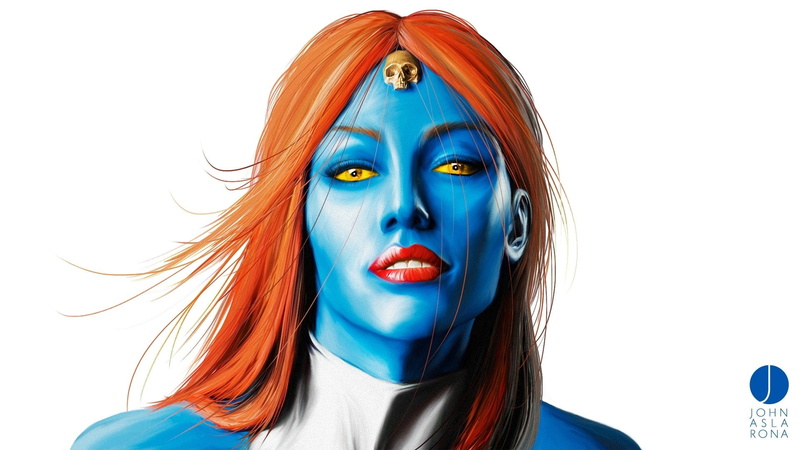 Comics, Artistic, Mystique (Marvel Comics), Mystique, Face, 1080P, Raven Darkhölme, Blue