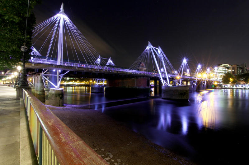 5K, water, nature, transportation, bridge, connection, bridge - man made structure, night, built structure, hungerford bridge and golden jubilee bridges