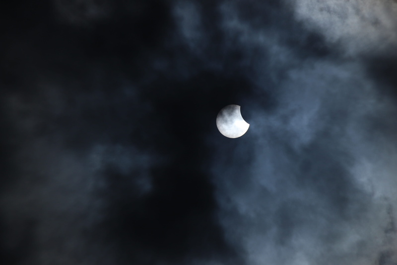 moon, cloud - sky, dark, low angle view, sunspots, time, tranquil scene, overcast, beauty in nature, planetary moon, tranquility, solar eclipse, 5K, scenics - nature
