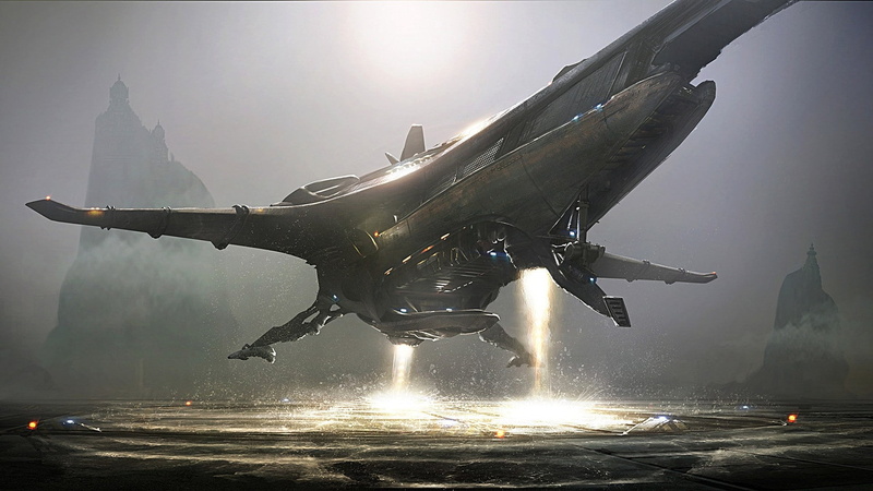 motion, air vehicle, military, lens flare, economy, plane, flying, transportation, 1080P, travel, water, fantasy art science fiction spaceship aliens banu merchantman star citizen concept art