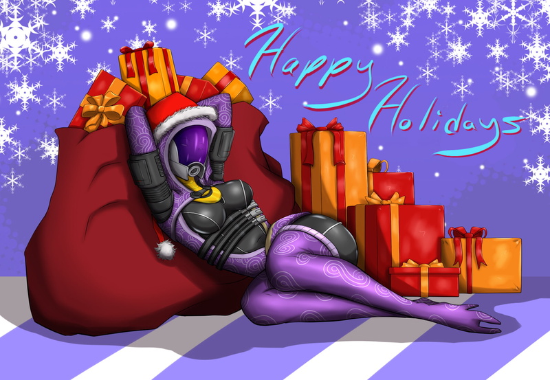 talizorah, Glubinny Zorah nar Rayya, happy holidays, 1080P, quarian, Mass Effect, art