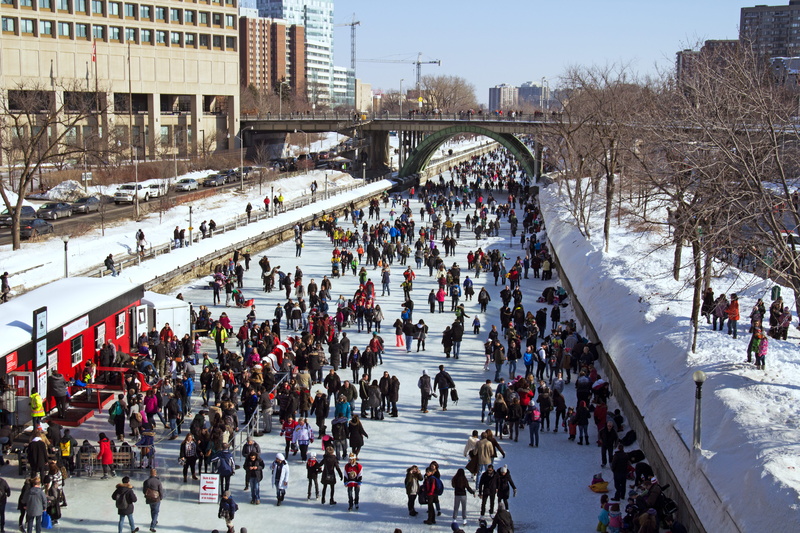 winter, building exterior, architecture, crowd, tourist, real people, canadian, day, winter festival, beavertail, downtown, ice rink, snow, skating, 5K