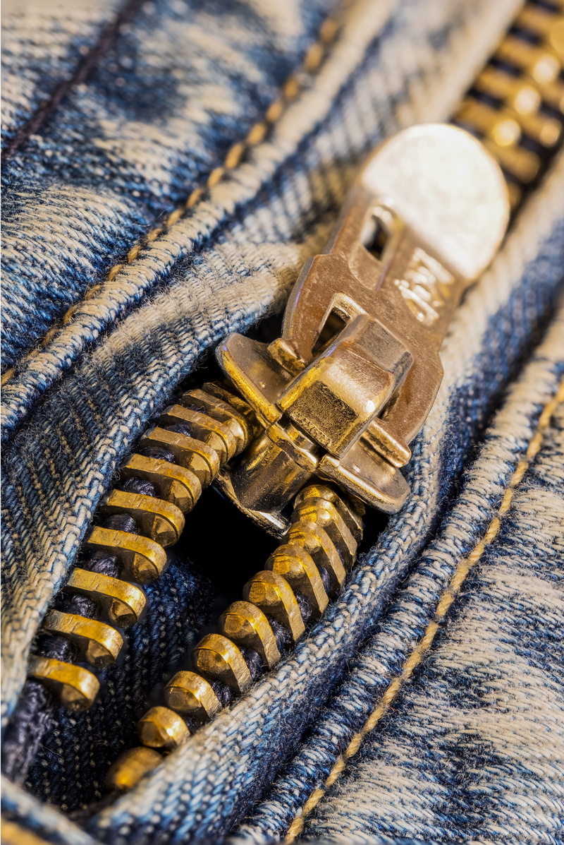 high angle view, zipper, denim, gold colored, jeans, casual clothing, zippverschluss, indoors, slide, zipp, fashion, 5K, textured, close-up, no people