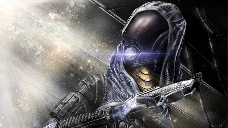 pistol, armor, tali, mass, sci fi, effect, games, 1080P, helmet, warrior, zorah, cyborg