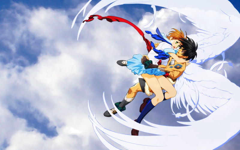 flying, women, lifestyles, emotion, anime, flight, female, boy, sport, hairstyle, male, full length, creativity, fun, real people, wind, character, 2K