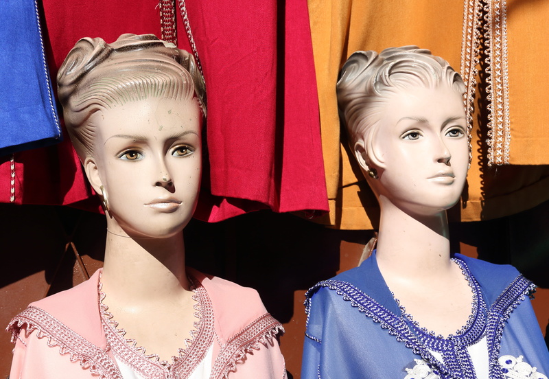 hairstyle, retail, front view, fez, woman, headshot, fashion, luxury, beauty, retail display, morocco, shopping, store, indoors, representation, art and craft