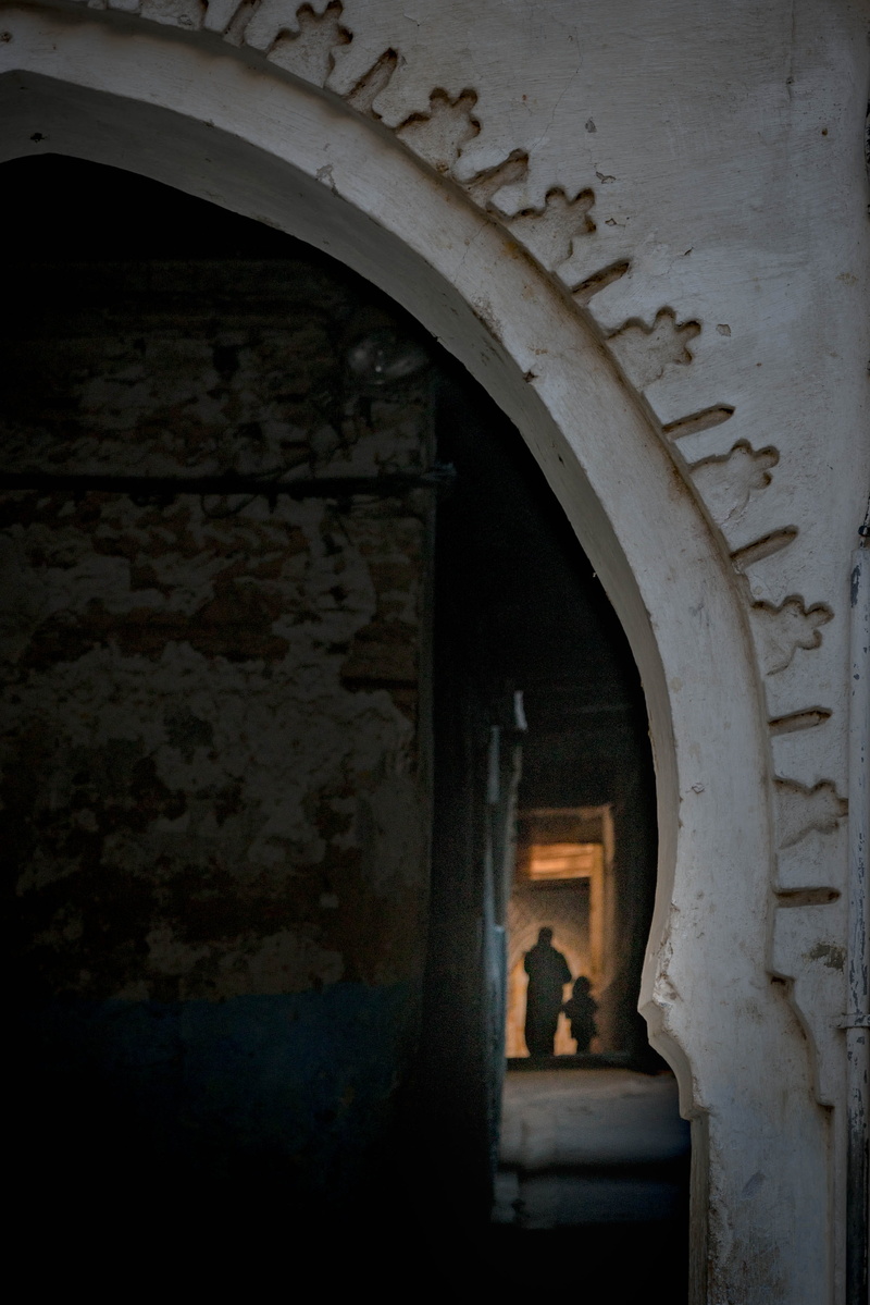 dungeon, place of worship, walkway, people, person, crypt, the past, fez, morocco, path, building exterior, built structure, walking, human, men, two people