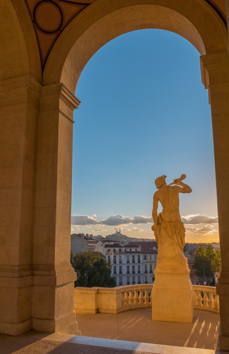 architecture, art and craft, arch, outdoors, garden, Statue, travel destinations, creativity, 2K, day, triton, Longchamp, Marseille, clear sky, representation