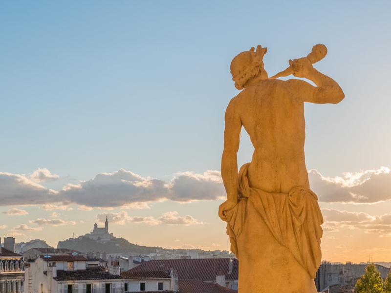 travel destinations, Statue, travel, europe, building exterior, triton, city, Marseille, nature, representation, art and craft, italy, architecture, no people