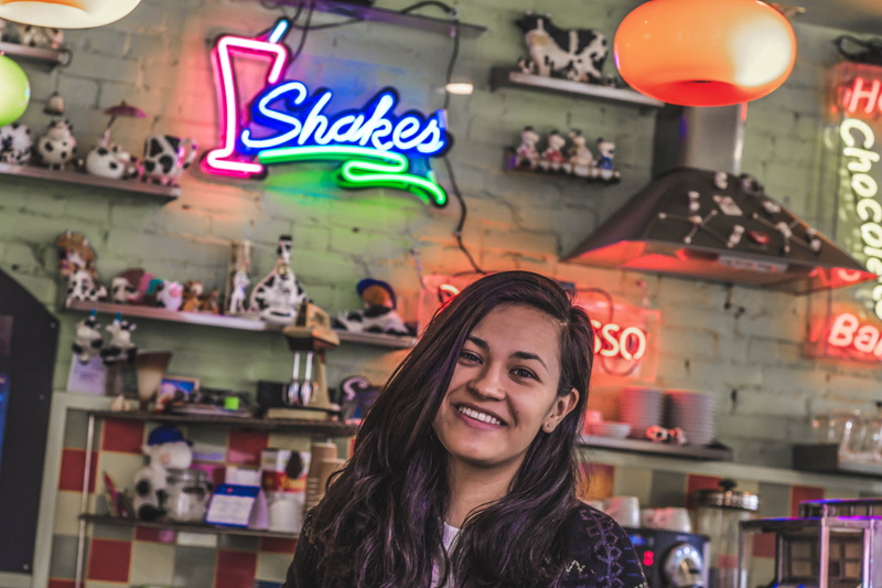 young women, store, woman, one person, ice cream parlor, spring, focus on foreground, standing, beautiful woman, text, adult, emotion, summer, canada, 4K