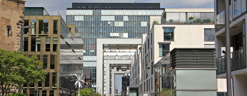 houses, river, building exterior, high, outdoors, residential district, building, customs port, modern architecture, rhine, day, office building exterior