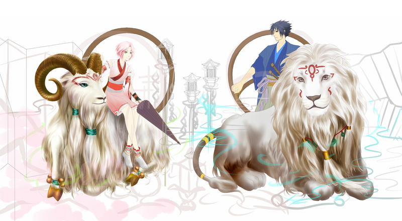 Sasuke, the signs of the zodiac, humoster, computer Graphic, Sakura, white, digital composite, female likeness, mammal, clip Art, fantasy, art, Leo, illustration