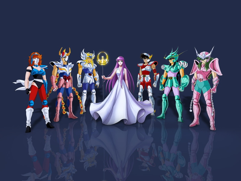 gay, blue background, long hair, Seiya, Saint Seiya, purple hair, dress, simple background, 720P, anime girls, reflection