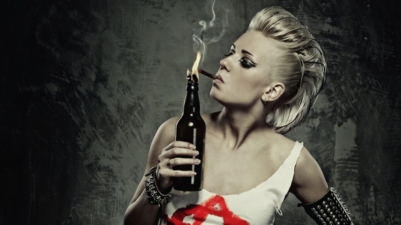 x, art, people, smokes, blondes, models, women, hd, molotov, cocktail, female, punk, girl, smoke, 1080P