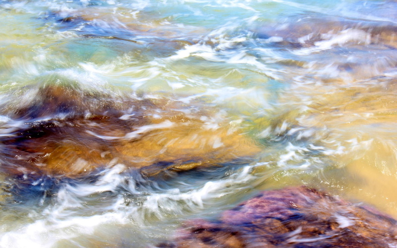 rocks, 3d and abstract, beautiful, paint, colors, beaches, serene, 2K, ocean, nature, s, water