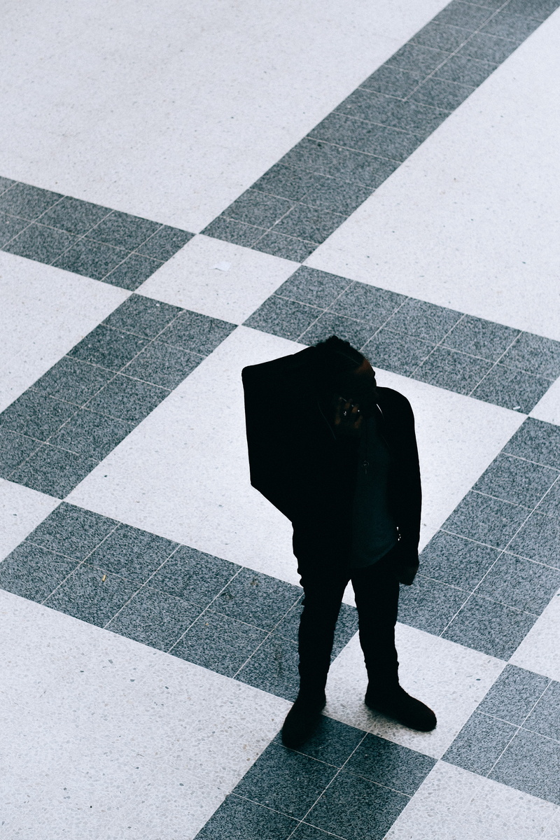 white, full length, building, real people, gray, city, crossing, standing, crosswalk, misty, one person, walking, silhouette, cloudy, transportation, marking