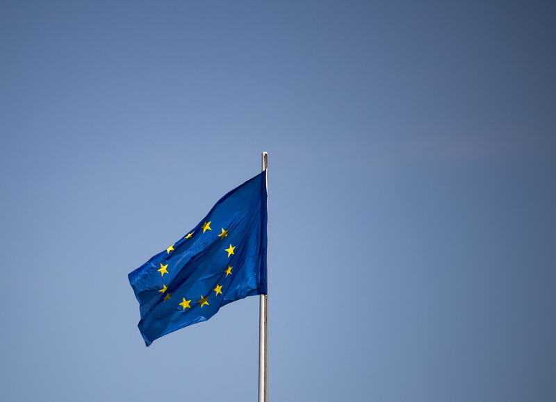 environment, eu flag, pride, star shape, wind, flutter, outdoors, no people, european, cooperation, 4K, nature, blue, shape, flag, low angle view, waving