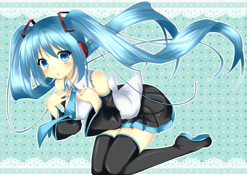 2K, skirt, twintails, tie, miku, thighhighs, long, boots, eyes, aqua, vocaloid, hair, chuu, hatsune, hina