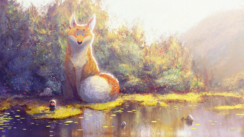 1080P, Prince of Sunflower scene 4, fantasy, art, childrens, Gop Gap, autumn, Fox