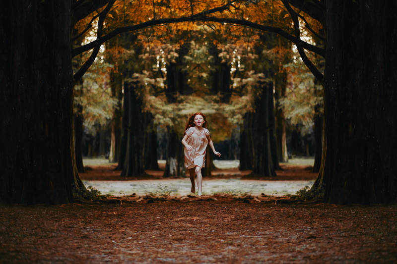 girl, plant, wear, autumn colours, lifestyles, leaves, woman, running, land, day, change, happiness, redhead, cute, adventure, standing, trees, children
