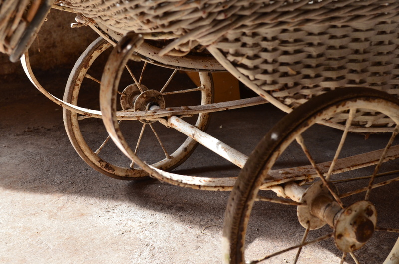 domestic animals, dare, mode of transportation, run-down, vintage, antique, wheels, outdoors, doll prams, horse, old, nostalgia, nature, play, toys, transportation