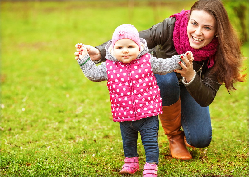 walk, laughing, outdoors, beautiful, adult, care, playing, joy, women, happiness, pink, childhood, innocence, daughter, cheerful, holding, pram, smiling