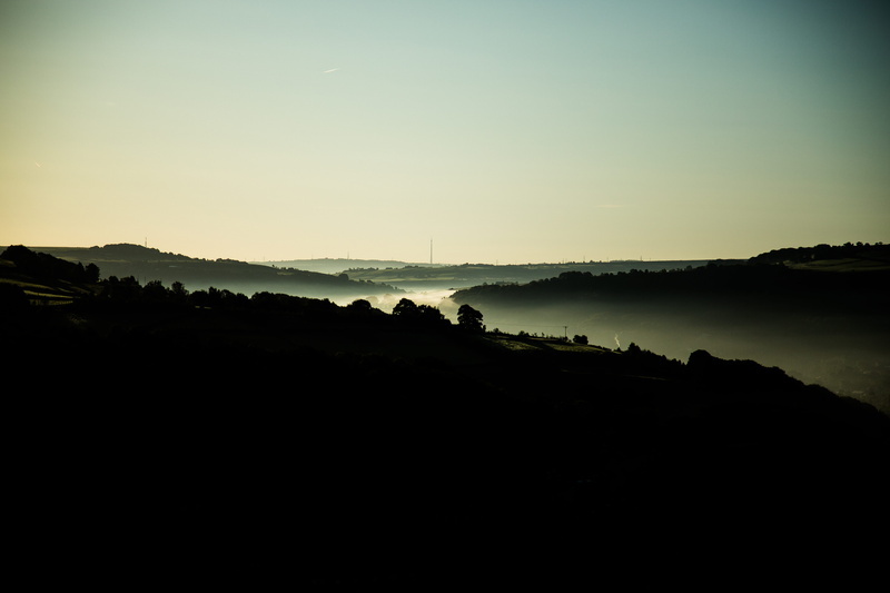 heptonstall, tree, nature, sky, silhouette, united kingdom, 5K, lake, hills, clear sky, tranquility, fog, plant, no people, non-urban scene, scenics - nature