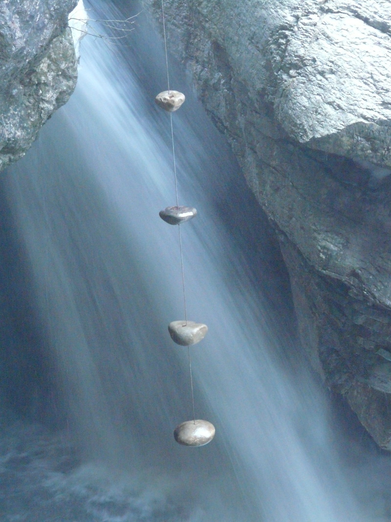 mode of transportation, new age, waterfall, scenics - nature, blue, 2K, flow, luxury, stone, mysticism, river, nature, tranquil scene, rock, no people
