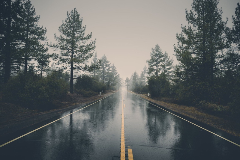 outdoors, no people, reflection, sky, the way forward, plant, wet, 1080P, diminishing perspective, beauty in nature, paysage nature road trees reflection