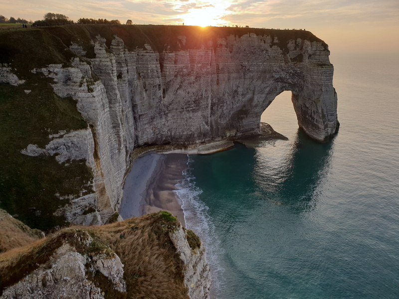 entretat, wild beach, natural arch, normandie, tranquility, rock elephant, 4K, sun, scenics - nature, no people, bella vista, sea, nature, rock - object