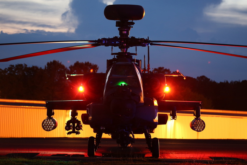 sunset, 1080P, ah-64d, air Vehicle, apache, air, technology, mode of Transport, cloud - sky, dusk, travel, helicopter, black, transportation, illuminated