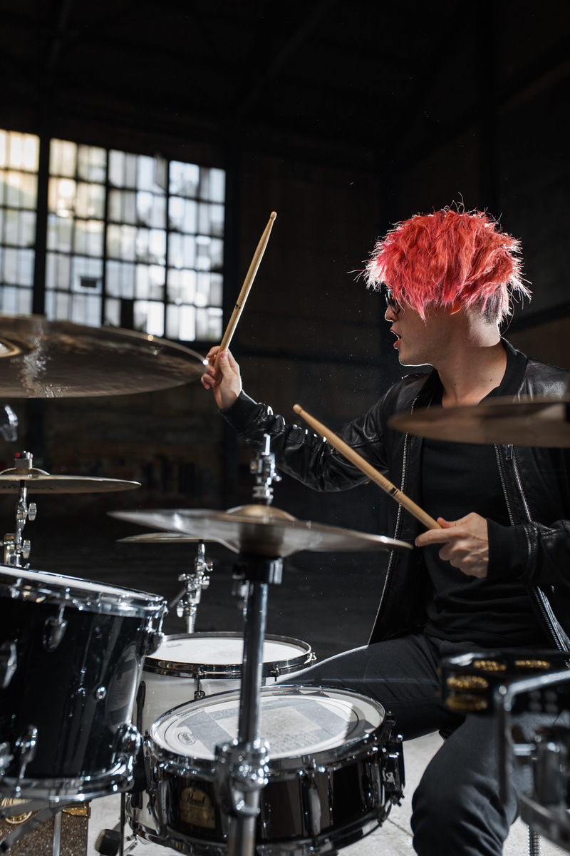 drum kit, one person, human, music, drumstick, wearing, percussion, transportation, rock music, musical equipment, occupation, adult, percussion instrument