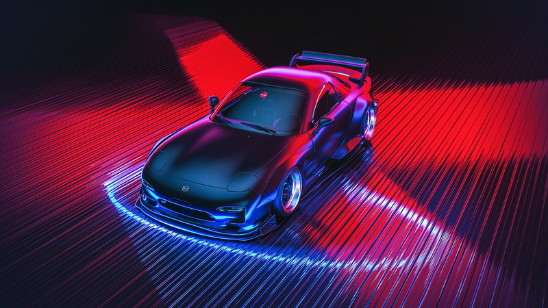 1080P, Neon, Mazda, Car