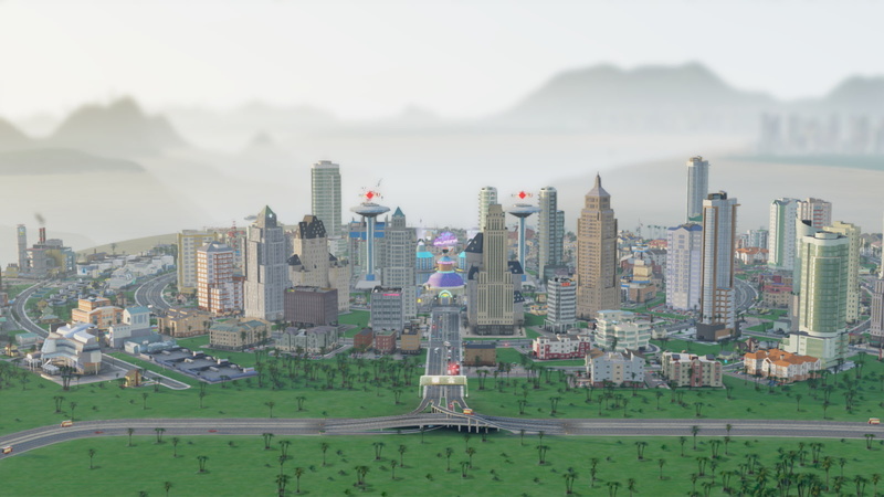 architecture, SimCity, cityscape, nature, day, fog, city, tall - high, built structure, sky, modern, building exterior, residential district, outdoors