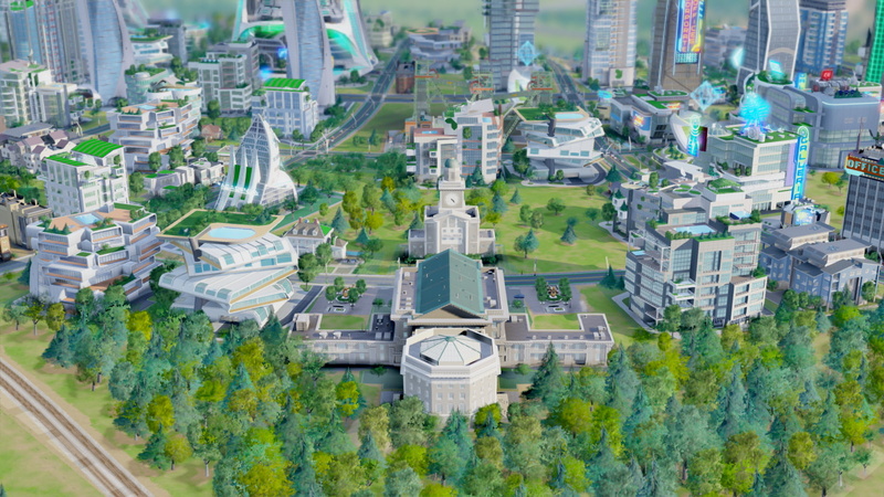 no people, tree, street, connection, skyscraper, outdoors, cityscape, 720P, nature, tower, building exterior, building, residential district, SimCity