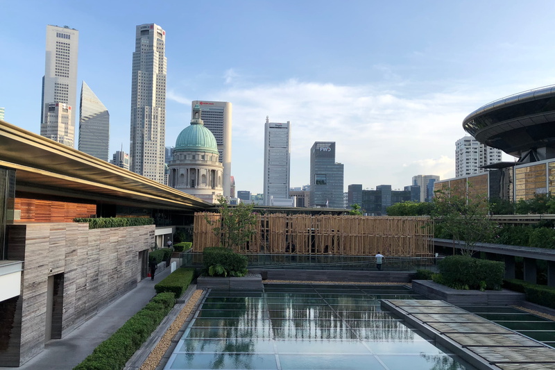 architecture, travel destinations, metropolis, singapore national gallery museum, tall - high, sky, reflection, 2K, singapore, canal, dome, downtown, water