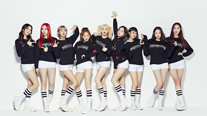 Music, standing, Korean, smiling, Momoland (Band), happiness, portrait, Redhead, togetherness, Asian, Momoland, studio shot, teenager, full length, women